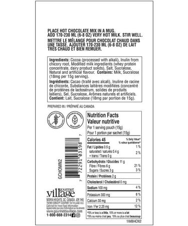 Gourmet du Village Hot Chocolate No Sugar Added Candy Cane 15Grams Chocolate 15 g (Pack of 1) - Buy Online on GoSupps.com