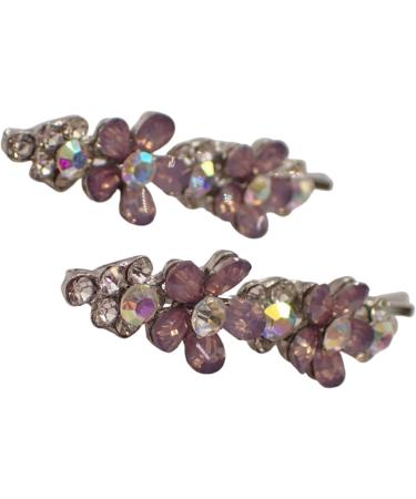Topkids Accessories Beautiful Bejewelled Womens Hair Grips Perfect for Events Prom Bride or Flower Girl Womens Hair Clip Bobby Pins Kirby Grip Accessory (Beaded Resin Flowers Lilac) - Buy Online on GoSupps.com