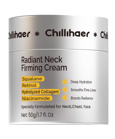 Chillihaer 8-in-1 Radiant Neck Firming Cream, Tighten and Lift Neck Wrinkle Cream, Collagen Retinol Face and Chest Firming Tightening for Women and Men with Sagging Crepey Skin Over 50 & 60