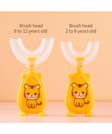 JENPECH Cartoon Kids U-Shaped Toothbrush - Food Grade Soft Silicone Brush Head 360 Oral Teeth Cleaning Design for Toddlers and Children 2-7Years/8-12Years Yellow 2-7Years - Buy Online on GoSupps.com