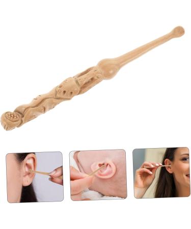 Mikinona Wood Ear Cleaner Tool Portable Earwax Removal Durable Wood Carved Design for Wax Cleaning Ear Care for Home Use - Buy Online on GoSupps.com