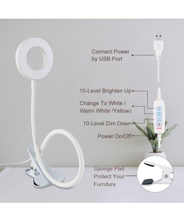 Bekada LED Desk Light Clamp for Video Conference and Laptop, Clip-On USB Ring Light for Zoom Meetings - 3 Colors, 10 Dimming Levels (White) - Buy Online on GoSupps.com