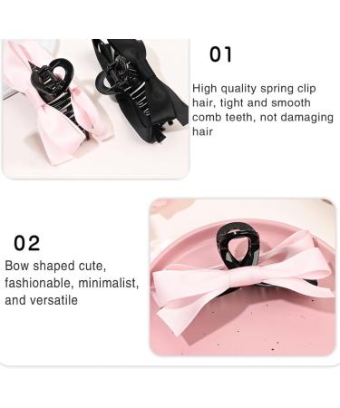 xbiez Cute Fairy Claw Clips Hairpin Y2K-Style Balletcore Headdress Bunches Accessories Bow Ribbon Cute Headdress Beige on black - Buy Online on GoSupps.com