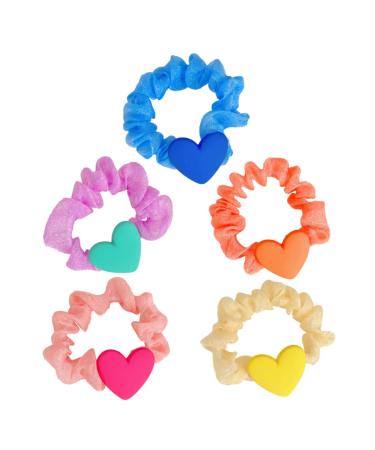 FRCOLOR Girl Hair Ties Heart Ruffled Hair Tie Heart Charm Hair Tie hair Women Scrunchies hair ties for girls scrunchies for women Ponytail Holders women's sweet cloth hair