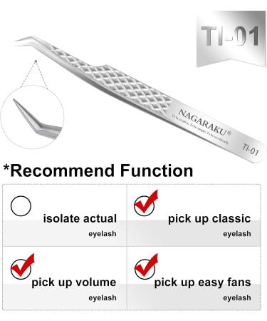 Nagaraku Titanium Alloy Eyelash Extension Tweezers - Professional Precision Light & Bent Design for Easy Fanning - Buy Online on GoSupps.com