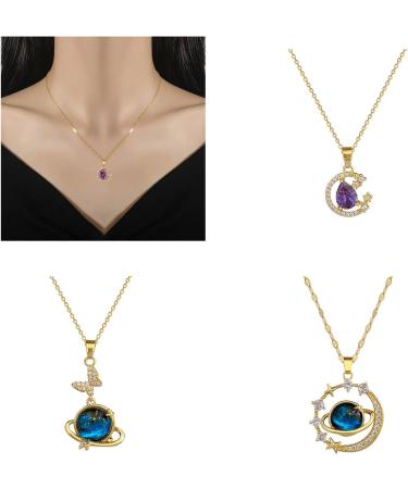 Oralgo Star Planet Pendant Necklace | Exquisite Adjustable Collarbone Jewelry for Women & Girls - Buy Online on GoSupps.com