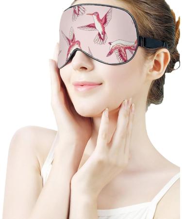 Pink Humming Birds Sleep Mask Eye Cover for Sleeping Blindfold with Adjustable Strap Blocks Light Night Travel Nap for Men Women - Buy Online on GoSupps.com