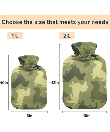 Naanle Camouflage Dog Heat Bottle - 2L Transparent Hot Water Bottle with Cover for Pain Relief & Cold Therapy - Buy Online on GoSupps.com