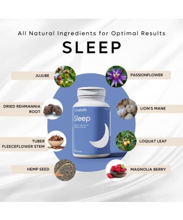Canaherb All Natural Herbal-Based Sleep Aid & Calmative Herbal Dietary Supplements | No Melatonin | Melatonin Alternative | 60 Capsules Vegetarian - Buy Online on GoSupps.com