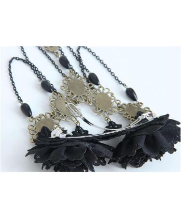 Prosy Halloween Tassel Black Flower Gothic Bead Headwear Top Masquerade Headdress Cosplay Hair Clip Hair Accessories for Women and Girls - Buy Online on GoSupps.com