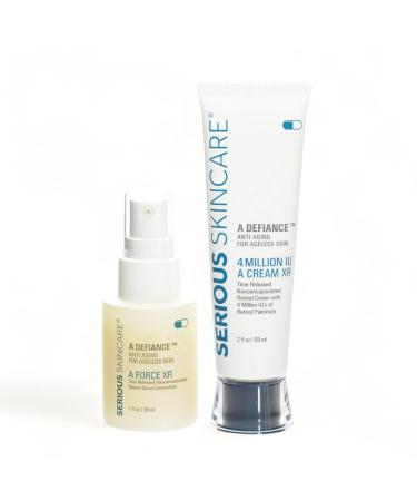 Retinol Fine Lines and Wrinkles Skin Care Set - A Force XR Serum and A Cream XR Moisture Cream for Face - Anti-Aging - Minimize Post Acne Marks - Resurface and Hydrate - Serious Skincare
