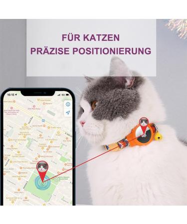 Mouyou Airtag Cat Neck Band | Adjustable Soft Nylon Collar with Bell & Safety Clasp | Orange Gradient Pattern | Fits 22-34cm - Buy Online on GoSupps.com
