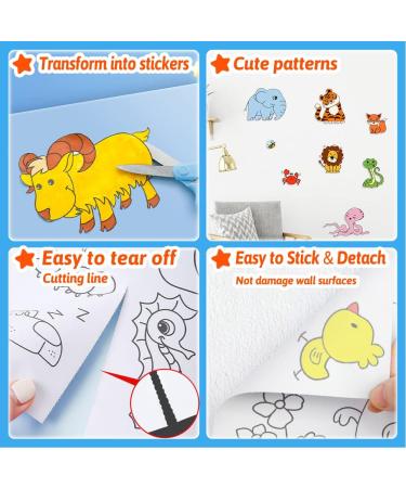2 Pack Children's Drawing Roll - Animal Coloring Paper for Kids - Sticky DIY Painting Paper Rolls - Wall Coloring Stickers - Coloring Books - Dinosaur and Astronaut Theme - 79 x 11.8 - Toddler Friendly - Buy Online on GoSupps.com