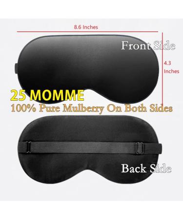 MAXFEEL 25 Momme 100% Mulberry Silk Sleep Mask - Adjustable Eye Cover for Men & Women Blocks Light Gender-Neutral Black Blindfold - Buy Online on GoSupps.com