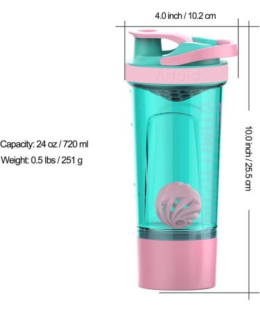 Artoid Mode 24-Ounce Fitness Protein Shaker Bottle | Dual Mixing Technology with Shaker Balls & Grids | Twist & Lock Protein Box | Cream Pink/Aqua Green - Buy Online on GoSupps.com