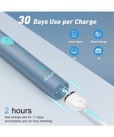 Acklofer Sonic Electric Toothbrush for Adults - Whitening Rechargeable Toothbrush with Smart Timer - Ultrasonic Toothbrush for Home and Travel (Lake Blue) - Buy Online on GoSupps.com