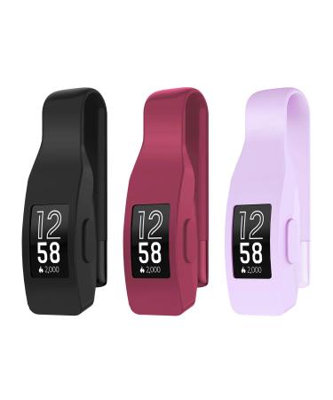 EEweca 3-Pack Clip for Fitbit Inspire or Inspire HR Holder Accessory, Black + Sangria + Lilac (not for Inspire 2)