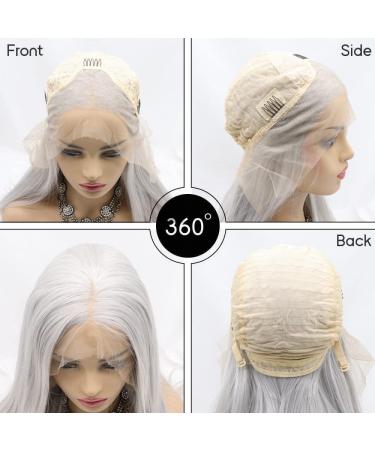 Buy 26 Drag Queen Wigs - Heat Resistant Lace Front Synthetic Wigs with Natural Hairline in Cool Silver Gray for Cosplay - Buy Online on GoSupps.com