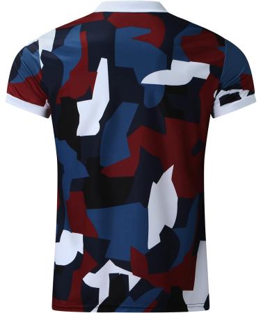 Men's Collar Casual Camouflage Sleeve Zipper Splice Shirt Blouse Turn Down Polos Men's Blouse Mens Satin Dress Shirt Club Party Tee Tee Blue 3XL - Buy Online on GoSupps.com