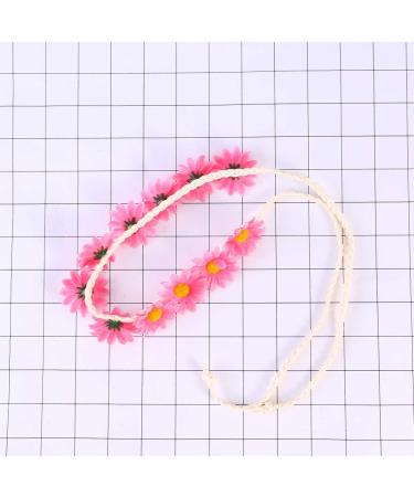 SOLUSTRE Daisy Flower Headband Boho Sunflower Crown Hair Wreath Floral Garland Crown Boho Headpiece Bridal Hair Band (Pink) - Buy Online on GoSupps.com