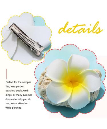 Jeweky Flowers Hair Clips - Set of 3 Plumeria Hairclips for Women and Girls | Beach Flower Hair Accessory - Buy Online on GoSupps.com
