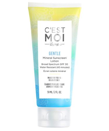 C'est Moi Gentle Mineral Sunscreen Lotion Broad Spectrum SPF 30 | Fragrance-Free Lotion made with Zinc Oxide  Organic Aloe and Shea Butter  Nourishing  Lightweight  Gentle  2 fl oz.