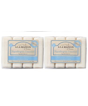 A La Maison Hypoallergenic Unscented Bar Soap, 4 Bars 14 oz