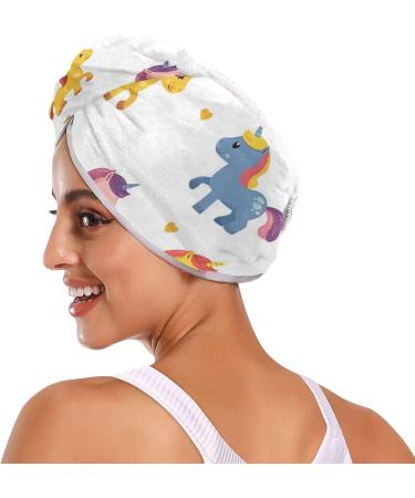 Buy Colored Cute Unicorn Hair Towels 2 Pack | Super Absorbent Quick Dry Hair Turbans for Women & Girls - Buy Online on GoSupps.com