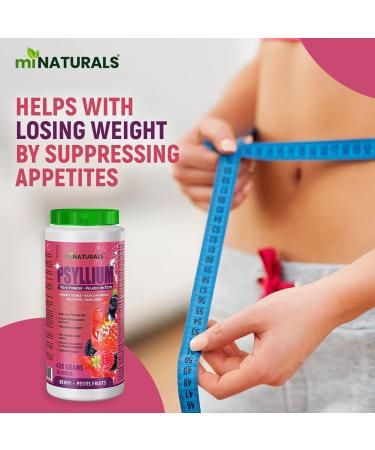 Sugar Free Psyllium Husk Powder (420g - 70 Doses - Berry) Helps with Constipation Weight Loss Lowering Cholesterol - Natural Source by miNATURALS - Buy Online on GoSupps.com