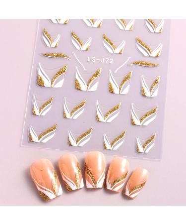 3D Glitter French Line Nail Stickers - Self-Adhesive Geometric Nail Art & Design Accessories - Buy Online on GoSupps.com