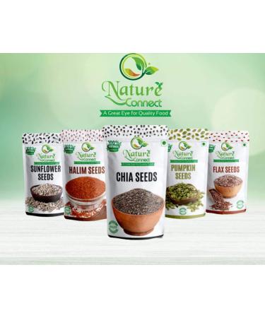 Nature Connect Raw Seeds Mix for Eating - 1kg -Chia Sunflower Pumpkin Flax & Watermelon (200g*5 Pack)_Packing May Vary
