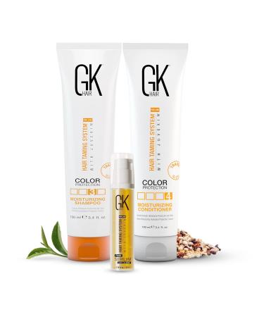 GK HAIR Color Protection Moisturizing Shampoo & Conditioner with Argan Hair Oil Combo 7.14 Fl Oz for Damaged Frizzy and Dry Hairs