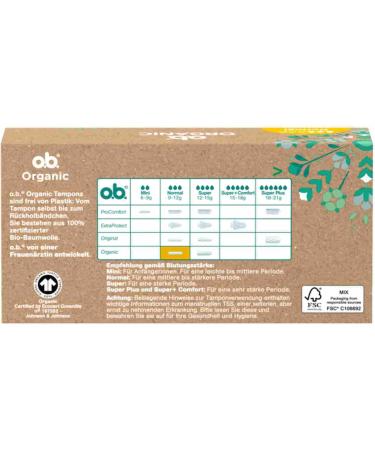 OB Tampon Organic Bio Normal - 6-Pack (6x16 pcs) | Eco-Friendly Menstrual Care | Ships Internationally - Buy Online on GoSupps.com