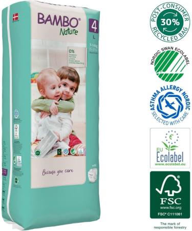Bambo Nature Premium Eco Nappies - Size 4 Maxi 48PK | Eco-Friendly Sustainable Nappies with Enhanced Leakage Protection for Secure & Comfortable Fit - Buy Online on GoSupps.com