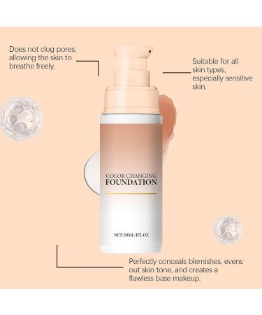  ZHUMCCY Color Changing Foundation | Makeup Foundation Coverage 30ml Nourishing Brightening Moisturizing Anti-Dark Circle Cream for Sensitive Skin Festival Stage Wedding Travel - Buy Online on GoSupps.com