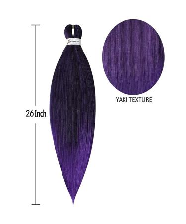 LDMY Pre-Stretched Braiding Hair Extensions - 8PCs 26inch Ombre Purple Synthetic Kanekalon Braids for Stylish Looks - Buy Online on GoSupps.com