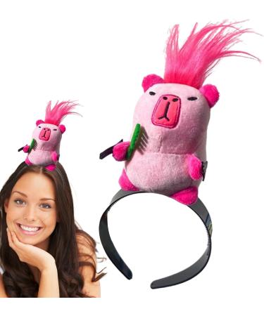 Women Funny Hair Clip - Stuffed Capybara Girls Funny Hair Clip Stage Performance Cute Hair Accessory Teen Girls Fashion for Beach Face Cleansing Makeup Pink - Buy Online on GoSupps.com