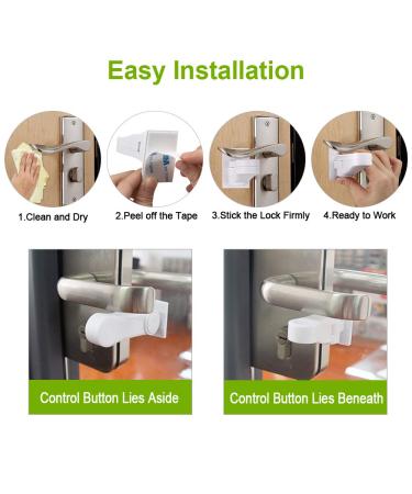Childproof Door Lever Locks - Set of 4, Easy Tool-Free Install, Prevent Kids and Pets from Opening Doors, White - Buy Online on GoSupps.com