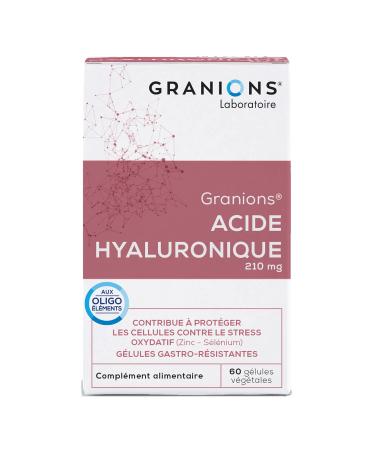 HYALURONIC ACID - GRANIONS - Food Supplement - Hyaluronic Acid Capsules - Powerful Anti-Wrinkle Immediate - Hyaluronic Acid + Zinc + Selenium - Anti Aging - 60 Capsules - Made in France