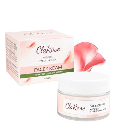 ClaRose Hyaluronic acid Anti-ageing Face Cream with 100% Natural & Organic Rose oil 50 ml