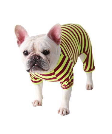 Bt Bear Dog clothing colorful striped pajamas made of soft cotton overall bulldog one -piece costume for puppies small and medium -sized dogs (XL green / purple) XL green with violet.