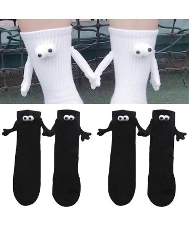 Magnetic Hand Holding Doll Socks Set - Funny Gifts for Women | Cute 3D Couple Socks in White - Buy Online on GoSupps.com