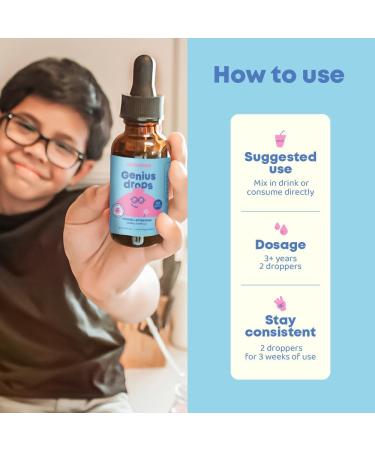 JoySpring Genius Drops Smartberry Vanilla | Herbal Focus Support for Kids with Ginkgo Biloba Licorice Root Gotu Kola Extract Peppermint Leaf | Liquid Formula|1fl oz (30 Servings) - Buy Online on GoSupps.com