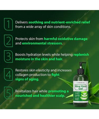 Organic Aloe Vera Gel 16 fl oz - Soothing Sunburn Relief & Acne Treatment - Hydrating & Moisturizing for Face & Body - Buy Online on GoSupps.com