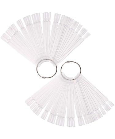 100 PCS Transparent Nail Swatches Sticks TEOYALL Fan-shaped Nail Polish Display Board Nail Art Tips Practice Sticks (100pcs)