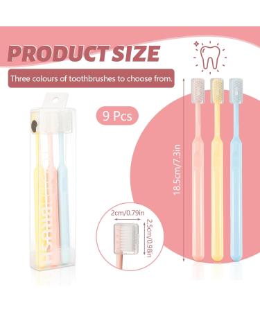 9 Pcs Extra Soft Toothbrushes for Adults - 0.12 mm Bristles Manual Toothbrushes with Head Covers for Sensitive Teeth - Blue Orange & Pink - Buy Online on GoSupps.com