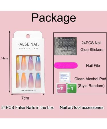 24PCS Pink Glitter Ellipse False Nails | Full Cover Press on Nails for Women and Girls | Acrylic French Fake Nails with Glue Stickers - Buy Online on GoSupps.com