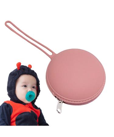 Calakono silicone pacifier container silicone pacifier holder-portable silicone storage bag for travel-small storage bag with zip and rope for jewelry keys dark pink A