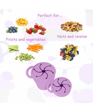 Vicloon Collapsible Silicone Baby Snack Cup - Non-Spill Snack Pot for Toddler with Lid - Purple - Buy Online on GoSupps.com