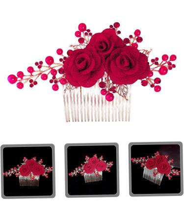 HAPINARY Rose Hair Comb Wedding Hair Accessories for Brides Bridal Hair Side Comb Bride Hair Side Comb Bride Side Comb Hair Jewelry Comb Wedding Hair Comb Rose Hair Decor Zinc Alloy Red - Buy Online on GoSupps.com